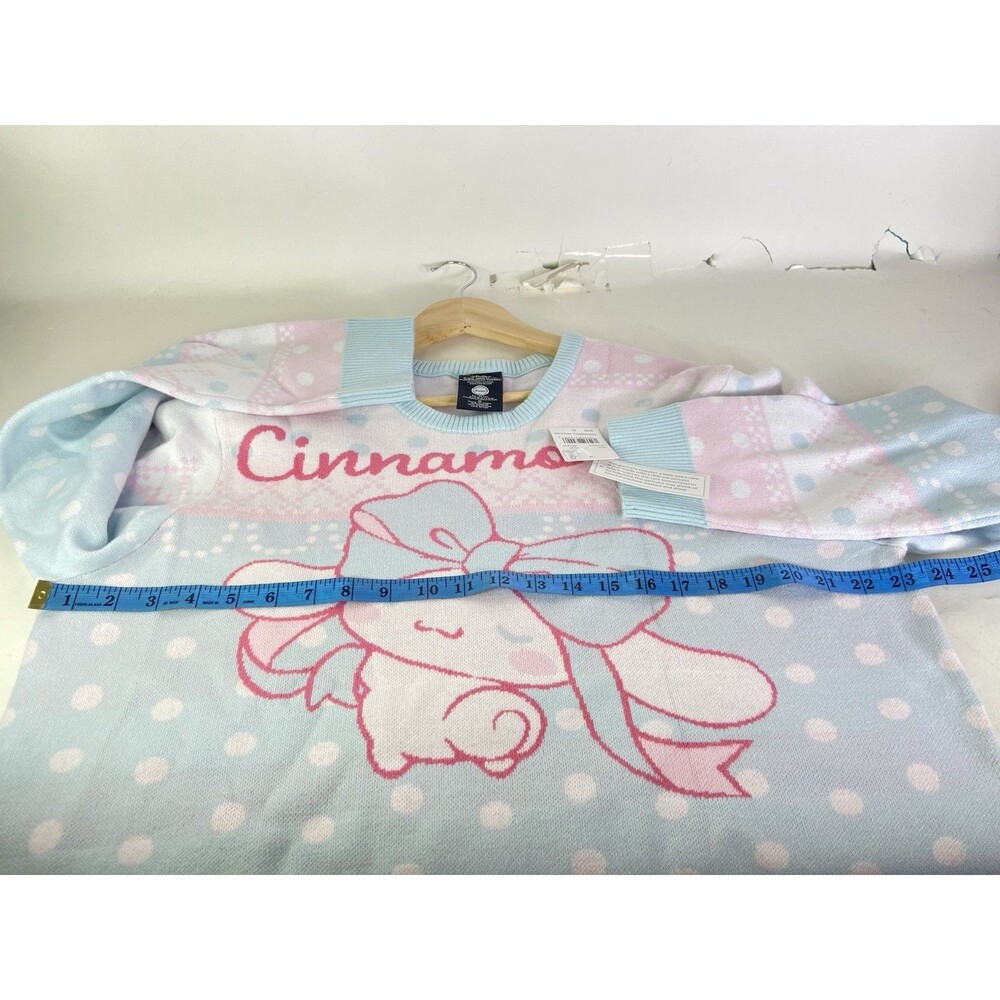Sanrio Cinnamoroll Kawaii Knit Pastel Blue Pink Long Sleeve Sweater Womens XL - Picture 7 of 10